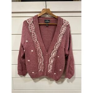 Cabin Creek Women's Pink Sweater/Cardigan with Detailing Size Large